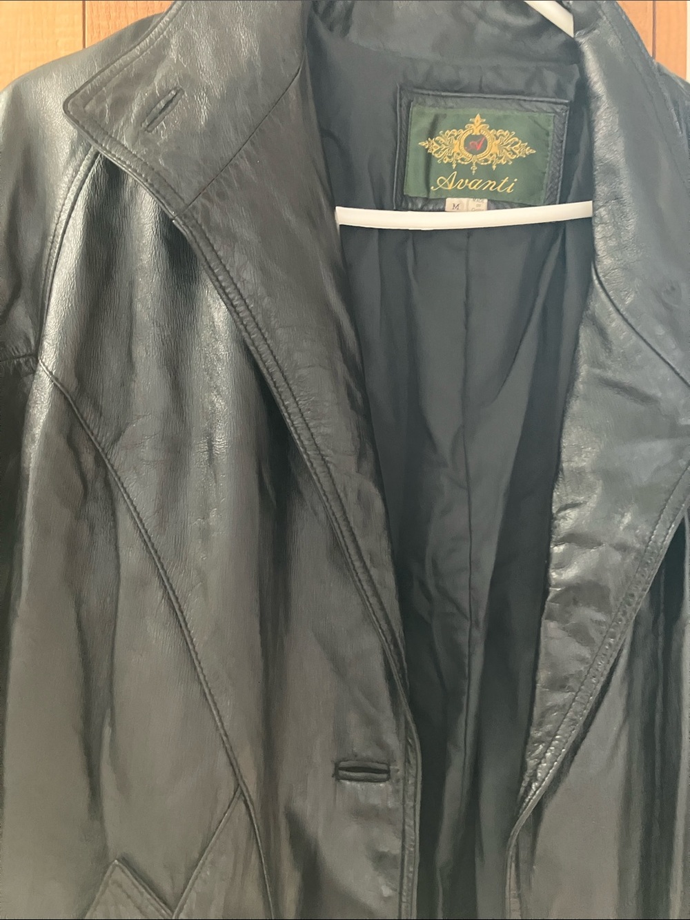 Avanti Women's Black Leather Jacket with Notch Collar